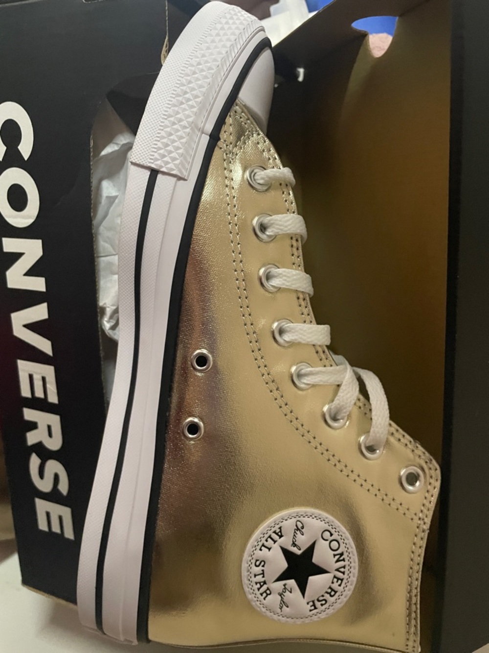 Converse Adult Women’s Metallic Gold High Top  Size 9